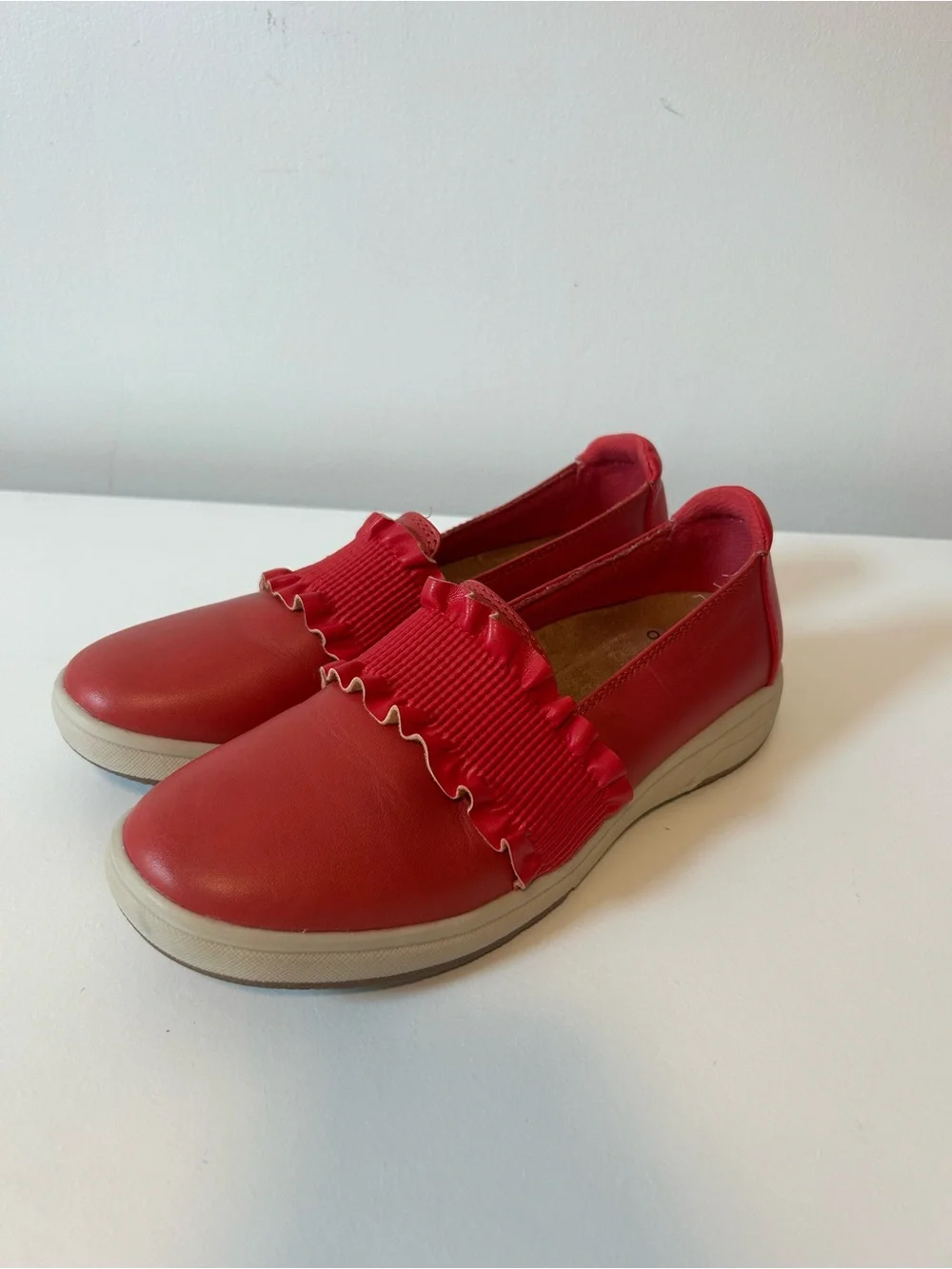 Earth Origins Red Ruffle Slip-On Flats